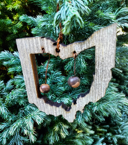 Rustic Ohio Vintage Ornament with Buckeyes