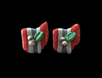 Ohio State Striped Post Earrings Red with Silver