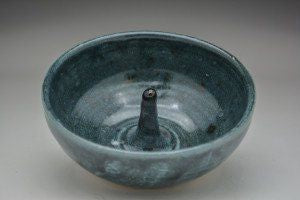 Smokey Blue Hand Thrown Ceramic Apple Baker