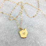 Gold or Brass Ohio Stamped Necklace - Celebrate Local, Shop The Best of Ohio