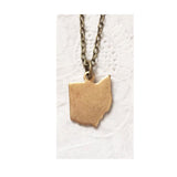 Gold or Brass Ohio Stamped Necklace - Celebrate Local, Shop The Best of Ohio