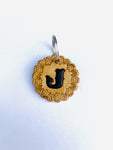 Scalloped Flower Border Initial Leather Key Rings