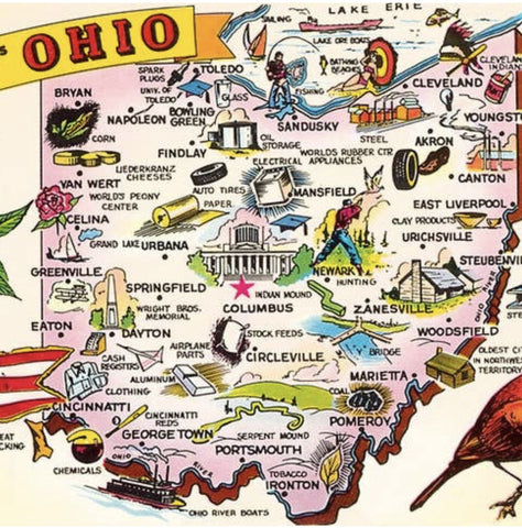Greetings From Ohio Landmarks Vintage Sticker