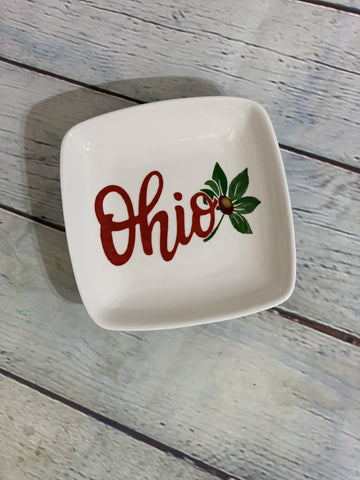 Ohio Buckeye Little Ceramic Square Dish