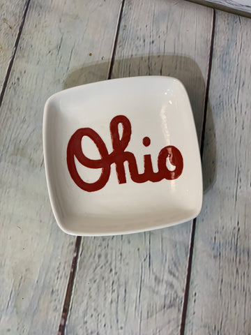 Ohio Script Little Ceramic Square Dish