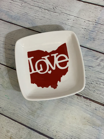 Love Ohio Map Little Ceramic Square Dish