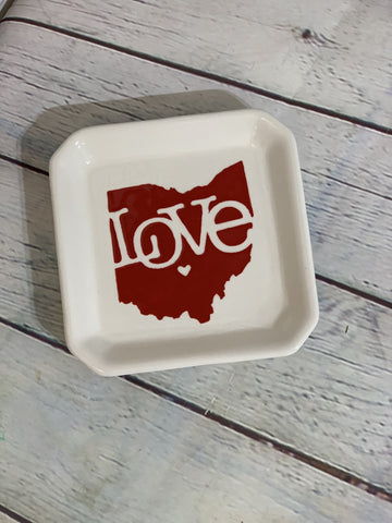 Love Ohio Map Ceramic Geometric Plate