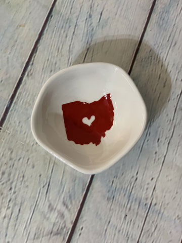 Ohio Map with Heart Small Organic Dish