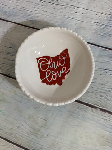 Ohio Love Script Map Ceramic Pebble Dish