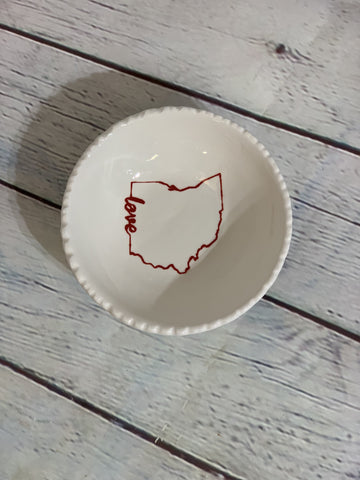 Love Ohio Map Outline Ceramic Pebble Dish