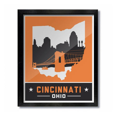 Cincinnati Skyline Orange and Black Print - Celebrate Local, Shop The Best of Ohio