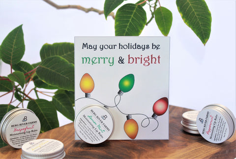 May Your Holidays Be Merry and Bright Greeting Card with Lip Balm
