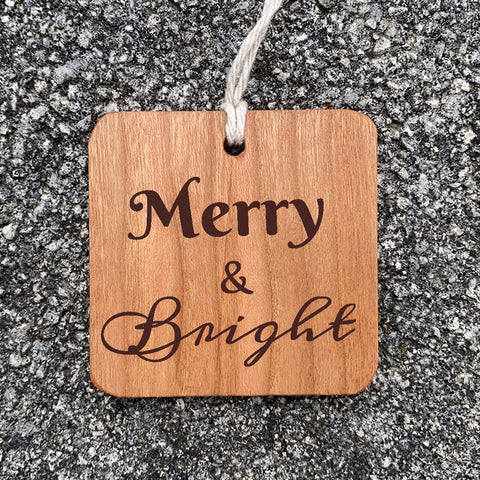 Merry and Bright Wood Ornament