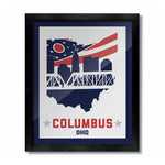 Columbus Skyline Ohio Flag White Print - Celebrate Local, Shop The Best of Ohio