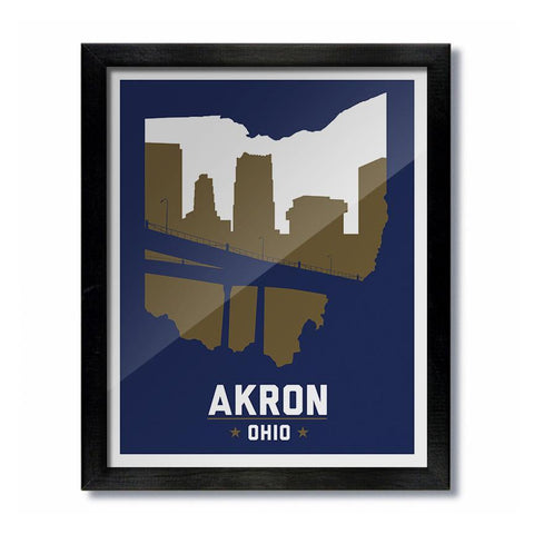 Akron Skyline Blue Print - Celebrate Local, Shop The Best of Ohio