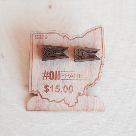 State of Ohio Flag Earrings - Walnut Wood - Celebrate Local, Shop The Best of Ohio