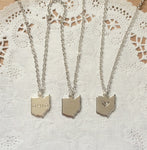 Silver Ohio Necklace - Heart Stamped - Celebrate Local, Shop The Best of Ohio